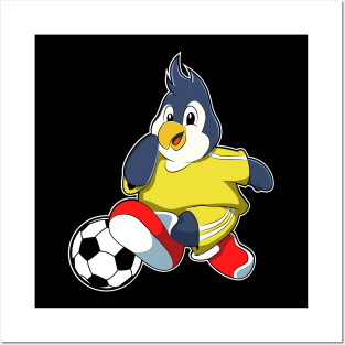 Penguin as Soccer player with Soccer ball Posters and Art